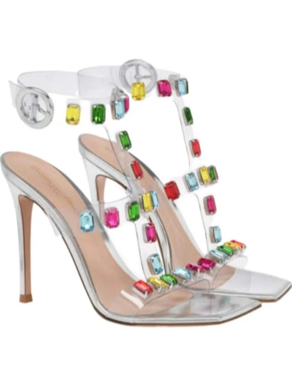 GIANVITO ROSSI CLEAR JEWEL T-STRAP SANDALS SIZE 37 PRELOVED